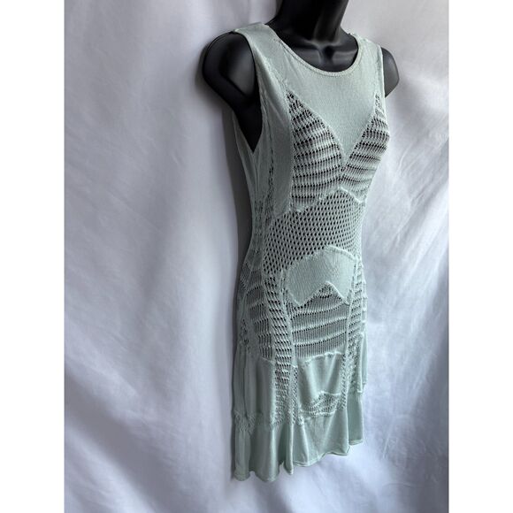 Tereza Santos Mint Green Knit Dress Size S Designer Brazil Party Beach Festival - Picture 3 of 11